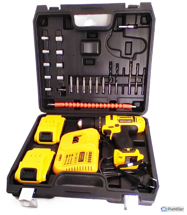 Taladro inalámbrico 24V con accesorios tipo Dewalt